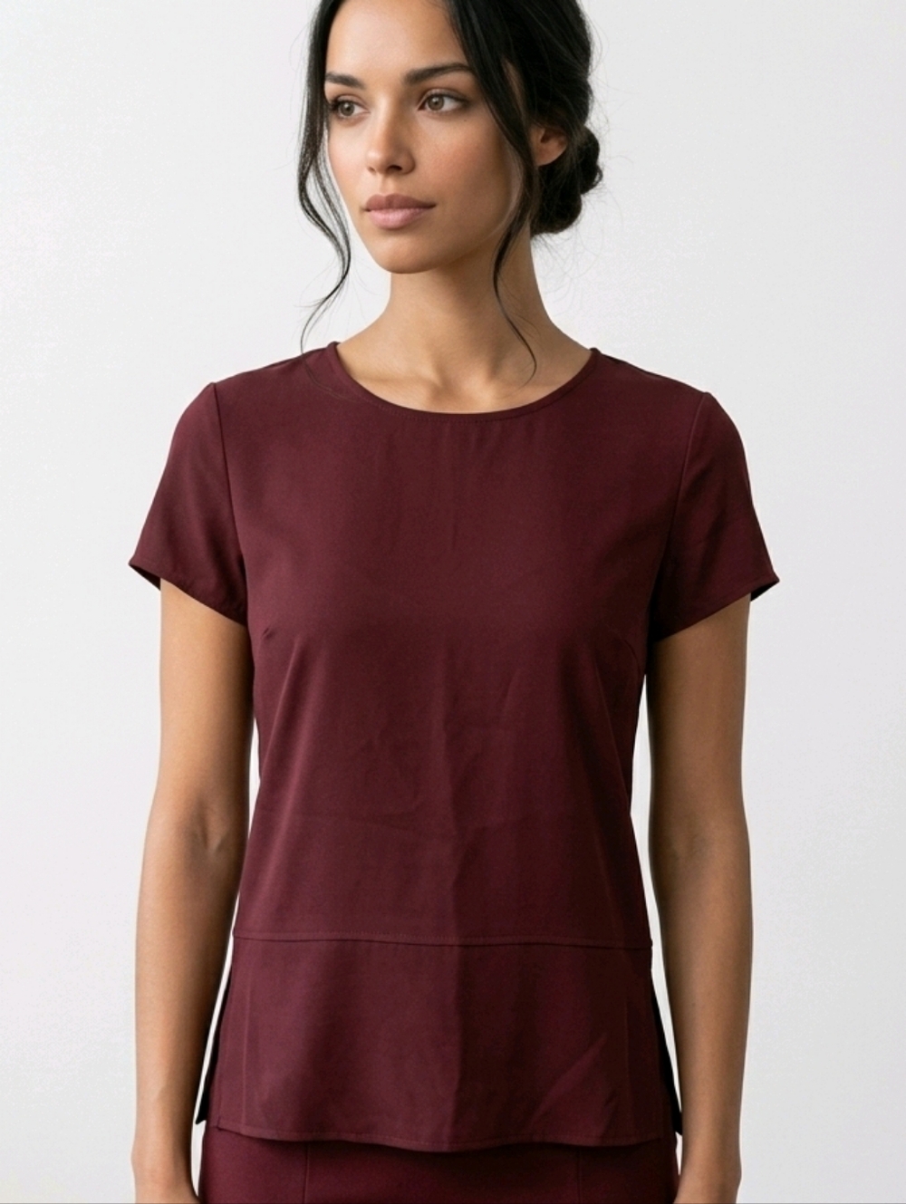 NWT Liz Claiborne Studio Women's Autumn Burgundy Back Zip-Accent Top sz Medium